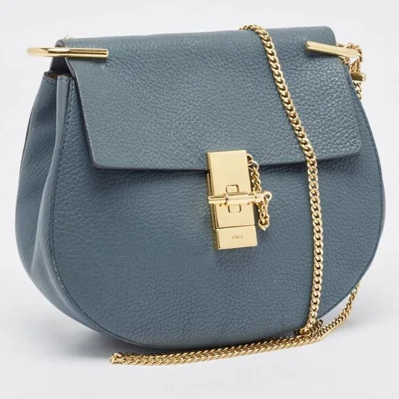Chloe Blue Leather Medium Drew Shoulder Bag 436-050225 - Picture 3 of 9